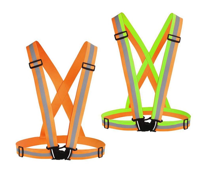 Chiwo Reflective Vest Running Gear 2Pack, High Visibility Adjustable Safety Vest for Night Cycling,Hiking, Jogging,Dog Walking(Color Ornage) - Image 1
